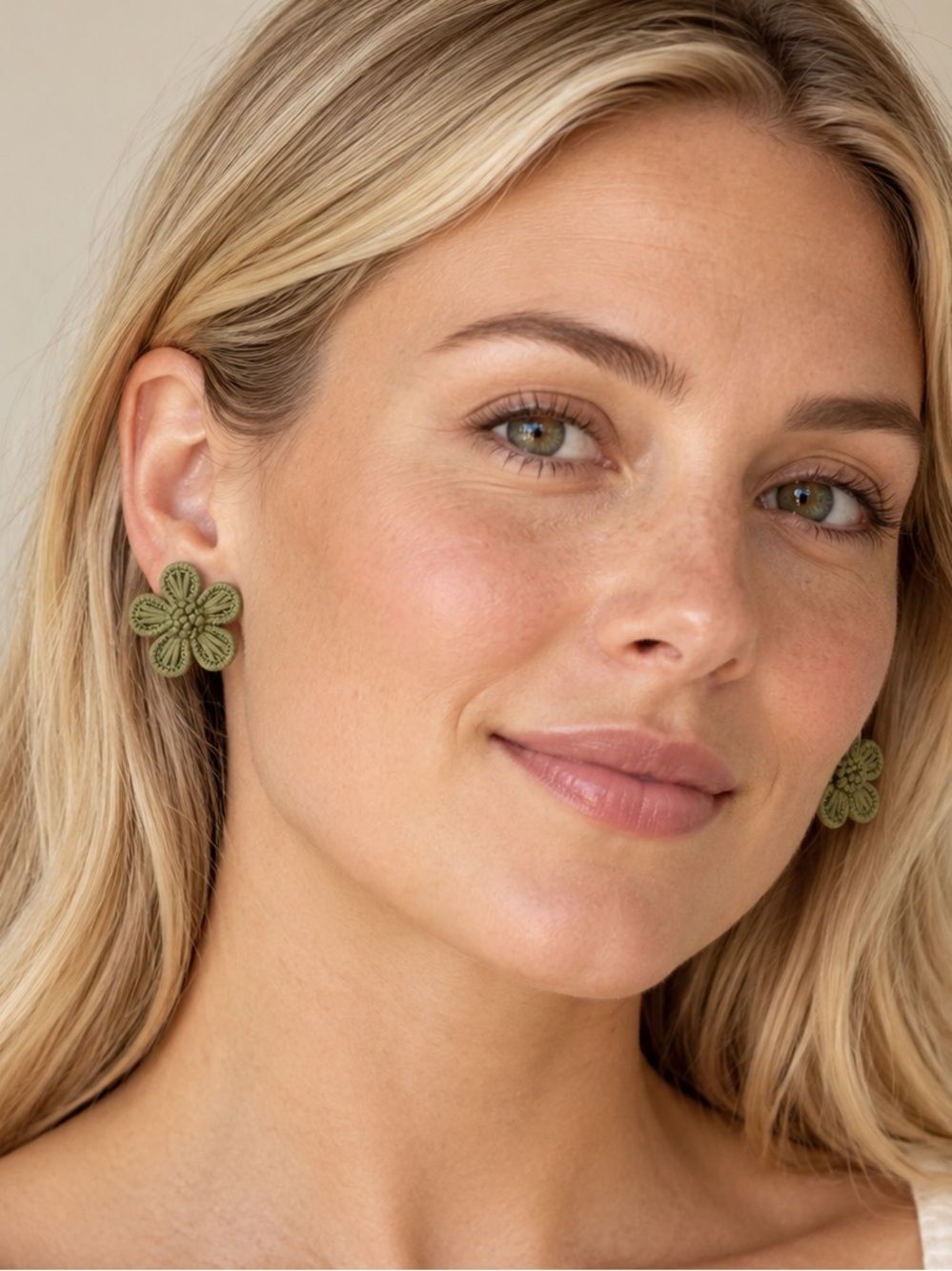 J. Crew Green Floral Earrings with Vintage Design